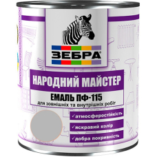 Емаль ПФ-115 ТМ "Народный мастер" 516 попелясто-сіра 0,9 кг