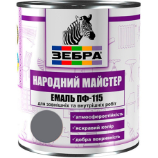Емаль ПФ-115 ТМ "Народный мастер" 518 сіре залізо 0,9 кг