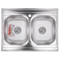 Кухонная мойка накладная Zerix Z8060B-08-180E DOUBLE (Satin) 