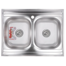Кухонная мойка накладная Zerix Z8060B-08-180E DOUBLE (Satin) 
