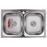 Кухонная мойка накладная Zerix Z8050D-08-180E DOUBLE (Satin) 