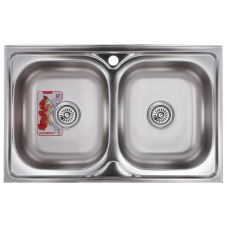 Кухонная мойка накладная Zerix Z8050D-08-180E DOUBLE (Satin) 