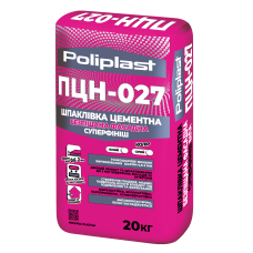 Шпаклевка фасадная цементная суперфиниш ПЦН-027 POLIPLAST белая 20 кг